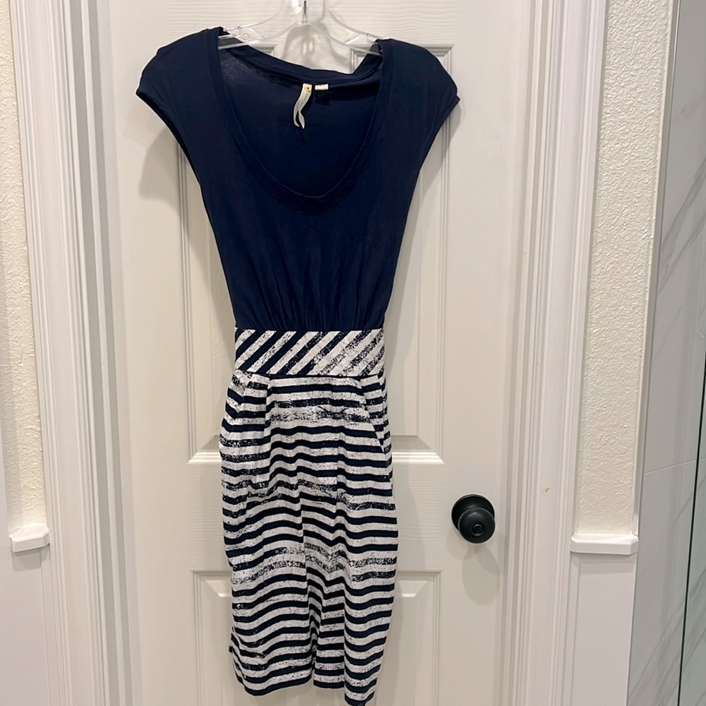 Navy striped dress (anthropologie)